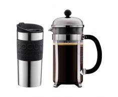 Bodum - K11068-01 - Chambord - Cafetera 8 tazas - 1,0 l + Travel Mug de acero inoxidable - 0,35 l
