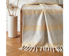 Appletree Loft Reva - Colcha 100% algodÃ³n Reciclado - 130 cm x 180 cm en Ocre