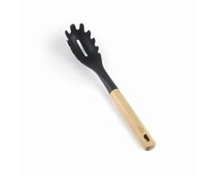 Lacor - 68284 - Servidor de Espaguetis Nordic, Cuchara para Pasta, Utensilios de Cocina, Cabezal de Nylon, Libre de BPA, Antiadherente, Mango ErgonÃ³mico de Madera de Haya, Longitud 34 cm