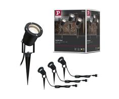 Paulmann Juego de 3 focos Special Line Garden IP44 GU10 Blanco cÃ¡lido 3x3,5Â W 98897 LED, estaca, iluminaciÃ³n, luminarias de jardÃ­n, Exterior, 10.5 W, Negro, 32 x 9.1999999999999993 x 32 cm