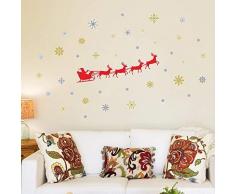 Wallflexi Pared Trineo de Papá Noel de Navidad Decoraciones Pegatinas de Pared murales Adhesivos salón niños guarderÃa Escuela Restaurante Cafe Hotel casa Oficina decoración