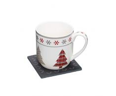 Kitchencraft we Love árbol de Navidad diseño de la novedad taza y Slate posavasos Set de regalo, multicolor