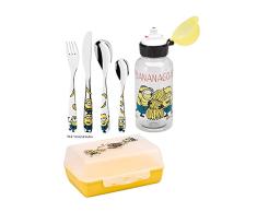 WMF Minions - Vajilla para niños 6 piezas, incluye fiambrera, cantimplora y cuberterÃa (tenedor, cuchillo de mesa, cuchara y cuchara pequeña) Kids infantil
