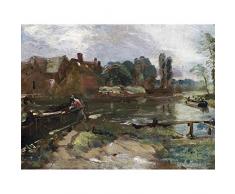 Constable Flatford Mill From The Lock C1810 Painting Art Print Canvas Premium Wall Decor Poster Mural De Pintura pared Pï¿½ster