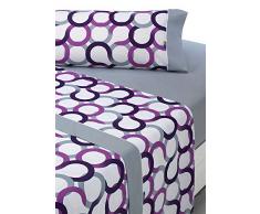 SABANALIA - Juego de sábanas Estampadas Aros (Disponible en Varios tamaños y Colores), Cama 135, Lila