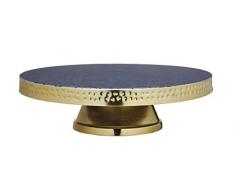 Artesà - Soporte para tartas con base, acero galvanizado, Latón/Azul metálico, 28 cm
