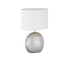 WOFI Lámpara de Mesa E14, 40 W, Plata, 24 x 17 x 37 cm, brillo ajustable;sensor de movimiento, cerámica;tela