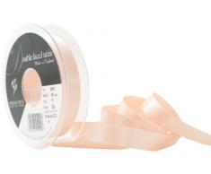 Cinta de satén de poliéster a doble cara Berisfords de 15 mm, color naranja melocotón