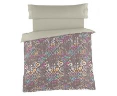 Es-Tela Vera - Juego de funda nórdica, 3 piezas, impresión digital, algodón-poliéster, Cama de 150 cm, color marrón