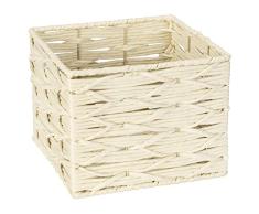 WENKO Badbox Vabriano - Cesta de mimbre para baño y oficina, 24 x 18,5 x 24 cm, estilo bohemio, cuadrada, beige