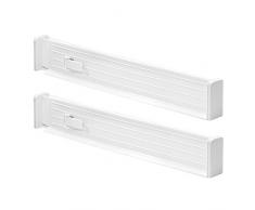 InterDesign Linus Organizador de cajones ajustable, separadores de cajones para cocina en plÃ¡stico, juego de 2 divisores para cajones, blanco