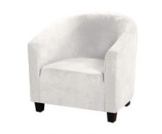 TOPCHANCES Tub Club - Funda para Silla semicircular, Funda de sofÃ¡, Tejido elÃ¡stico de Terciopelo, Suave, Lavable, Protector para Barra de Bar (Blanco)