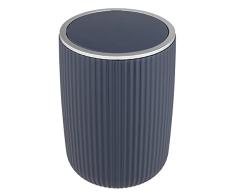 WENKO Papelera Agropoli L azul (oscuro) de 5,5 litros, con tapa abatible para el cuarto de baño, cubo de basura de plástico de calidad con diseño vÃvido y superficie texturizada, à 19 x 27 cm