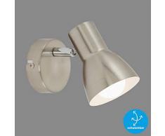 Briloner Leuchten Luz de Pared, Foco Giratorio, 1x E14, mÃ¡x. 25 vatios, 80x130 mm (DiÃ¡metro x Longitud Delantera), nÃ­quel mate, reflector interior blanco