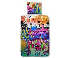 GOOD MORNING Juego De Funda Nórdica Graffiti Multicolor 140 x 200/220 cm + 60 x 70 cm
