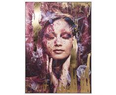 DRW Cuadro Lienzo Impreso Rectangular con Rostro de Mujer y Multicolor 100x4x140 cm