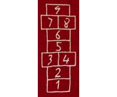 Aratextil Pata Coja Alfombra Infantil, Algodón, Rojo, 90x200 cm