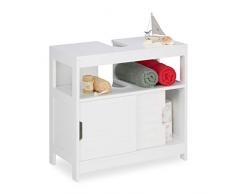 Relaxdays Inferior para Lavabo, 2 Compartimentos, Puertas correderas, sifón, Armario de baño, HBT, 5 x 60 x 30 cm, Color Blanco, Material de Madera, 60,5x60x30cm