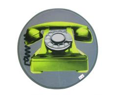 D&CO 1680099, Tapete Terciopelo Redondo, 60 Cm, Phone, Terciopelo Estampado