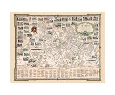 1935 Ernest Dudley Chase Map Town Dedham Massachusetts Art Print Canvas Premium Wall Decor Poster Mural Mapa pared PÃ³ster