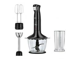 MPM MBL-29/C Set Batidora de Mano Picadora y Varillas, con Accesorios, Acero Inoxidable, FunciÃ³n Soft Touch 1200 W, Libre de BPA, Negro