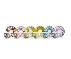 Excelsa Lisboa - Juego de 6 tazas de cafÃ© con platillo, porcelana, multicolor