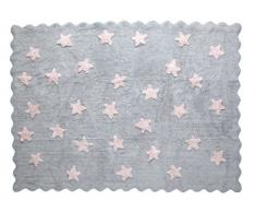 Aratextil Eden Alfombra Infantil, Algodón, Gris y Rosa, 120x160 cm