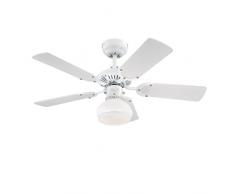 Westinghouse Lighting Princess Radiance II Ventilador de Techo, Acabado en blanco con aspas reversibles en blanco/haya