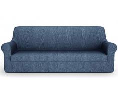 PETTI Artigiani Italiani - Fundas Sofa, Fundas de Sofa, Funda Sofa 4 Plazas, Azul, Fundas Sofa Elasticas, Tejido Jacquard, 100% Made in Italy