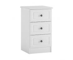 Muebles To Go Hampshire mesita de Noche con 3 cajones, Madera, Color Blanco