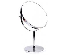 HIMRYÂ® Espejo de BaÃ±o 8 Aumento 10x para Afeitar y Maquillar, espejo de mesa con Doble Cara, CosmÃ©tica Espejo, con Doble Caraï¼ 1x y 10x AmpliaciÃ³n, 8 pulgadas, 20cm, Plateado, KXD3108N-10x