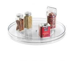iDesign Plato giratorio para cocina, organizador de armarios extragrande de plástico libre de BPA, especiero giratorio para guardar especias y tarros en la despensa, transparente