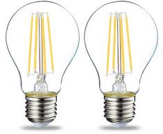 AmazonBasics Bombilla LED Esférica E27 con Filamento, 7W (equivalente a 60W), Blanco Cálido - 2 unidades