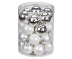 Inge-glas 1900D001 - Bolas de Navidad, 30 mm, 28 unidades, color plateado brillante/blanco mate y brillante