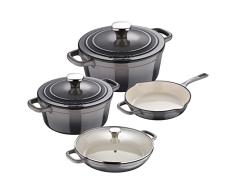 MasterPro Unique | BaterÃ­a de Cocina de 7 Piezas | Juego de Cocina con 3 Cacerolas de 19, 27 y 30,5 cm con Tapas y 1 SartÃ©n de 24,5cm | Hierro Fundido | Aptas para Todo Tipo de Cocinas