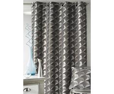 Cortina Casa - Cortina en jacquard con estampados geométricos Azul, 100% poliéster , azul, 140 x 260 cm