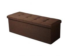 WOLTU Taburete Banco de Almacenamiento, Banco Plegable, Caja de Almacenamiento, Tapa extraíble, Asiento de Lino Acolchado, 110 x 37,5 x 38 cm, marrón, SH11br-1
