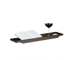 Relaxdays Bandeja para bañera, de bambú, puente para bañera, 4 x 65 x 15 cm, esmaltado marrón