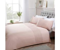Sleepdown Pintuck - Juego de Funda de edredÃ³n Plisada, diseÃ±o de Rayas, Color Rosa Rubor, de fÃ¡cil Cuidado, Suave y Acogedor, con Fundas de Almohada, tamaÃ±o superking (220 x 260 cm)