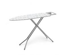 Rayen 6133.01 - Mesa de Planchar, Tablero de Metal Expandido, Funda Algodón y Poliéster, Tacos Patas de Caucho Antideslizante, Estructura Gris Blanca-CÃrculos, 113 x 34 x 5.5 cm