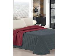 Elegant Cama Italiano Lino Verano Colcha Gris/Burdeos Doble 260 x 270 cm