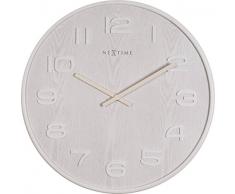 Nextime Unek Goods Reloj de Pared Grande de Madera, Funciona con Pilas, Madera, Blanco, 53 x 3 x 44 cm