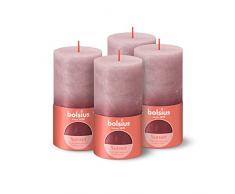 BOLSIUS - Vela rústica de pilar â Metálico que se desvanece â Rosa ceniza y rojo â 13 cm (paquete de 4)