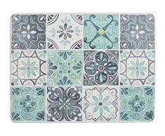 Creative Tops - Manteles Individuales rectangulares con Reverso de Corcho, diseño de azulejo Verde, Multicolor, 30 x 23 cm