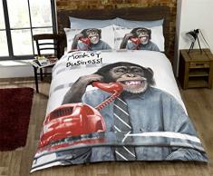 URBAN UNIQUE Urban único Monkey Business para camay 2 x p/funda nuevo ropa de cama juego de cama, Gris, king