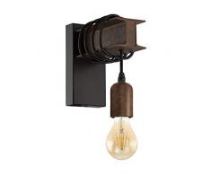 Aplique de pared TOWNSHEND 4, aplique de pared vintage con 1 bombilla en diseÃ±o industrial, lÃ¡mpara retro de acero, color negro, marrÃ³n, casquillo E27