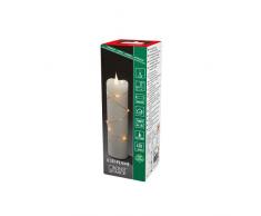 Konstsmide Velas delgadas sin llama, luz de vida 3D, funciona con pilas, vela de llama móvil parpadeante, cera de marfil real, luces de hadas, función de temporizador de 4 u 8 horas, 17,8 x 5 cm