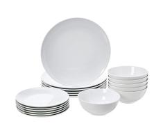 Amazon Basics - Vajilla, 6 servicios, Paquete de 18, Porcelana blanca lisa