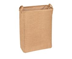 WENKO Cesto para la ropa sucia Juna rectangular, cesto para la colada de 100 % yute para guardar la ropa sucia en el cuarto de baño, cesta con dos asas, 18,5 x 55 x 40 cm, marrón