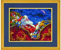 Dimensions de Papá Noel Midnight Ride de Punto de Cruz, diseño de Osos, Color Azul Marino